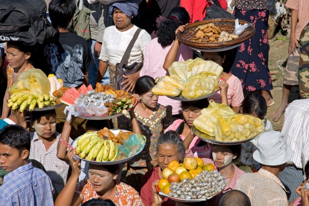 Food vendors in Pakokku village.