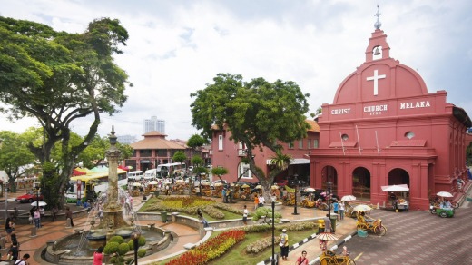 The distinctive 18th-century Dutch-designed Christ Church in Malacca.