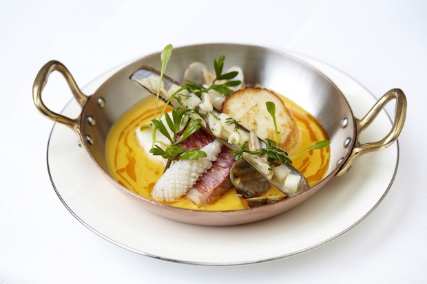 Cornish fish stew, seaweed potatoes at The Goring.