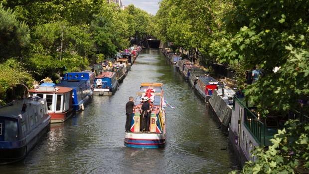 Regent's Canal viewed from Warwick Avenue, London.