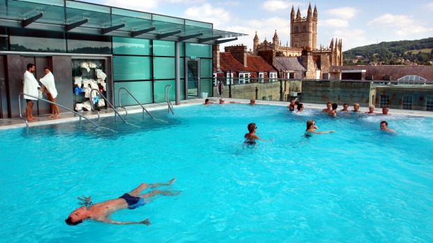 The rooftop pool at the Thermae Bath Spa.