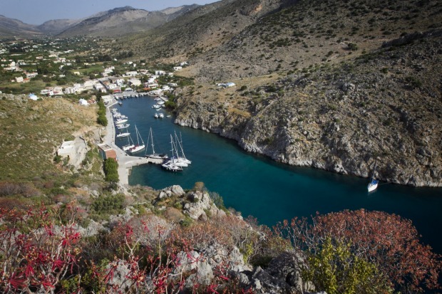 The hill above the village of Vathi on the Greek island of Kalymnos offers a wonderful aspect to the narrow fjord. The ...