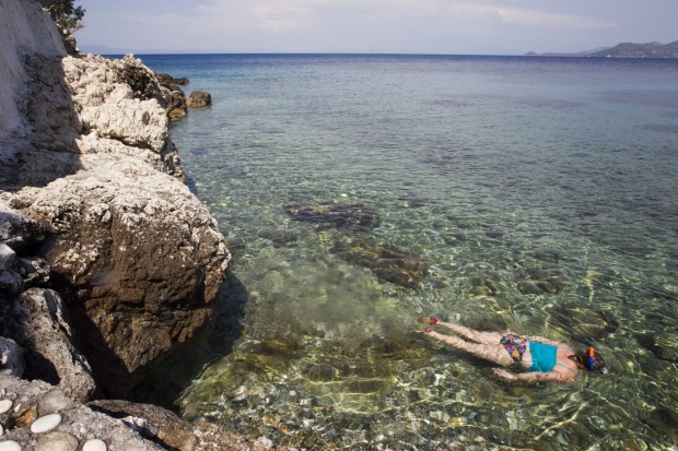 The clear waters of the Aegean Sea surrounding Greece's Dodecanese islands are beautiful for swimming and snorkelling in.