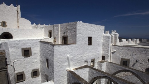 The Monastery of the Apocalyspse of St John,  in Skala, Patmos Island, Greece,  an 11th-century monastery where the book ...