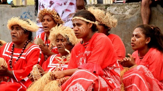 A singing and dance troupe on Lifou.