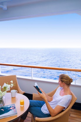 Sea views: A balcony room on Pacific Aria and Pacific Eden.