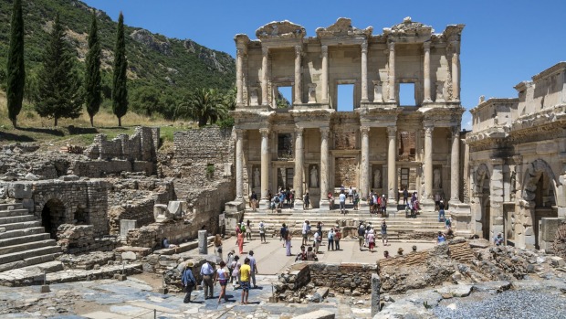 Roman library of Celsus in Ephesus, Turkey.