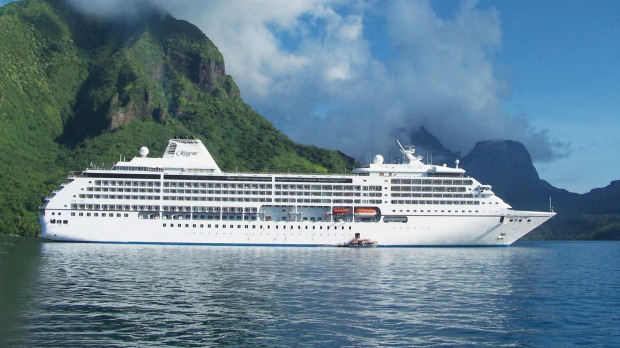 Seven Seas Mariner off Moorea in French Polynesia.