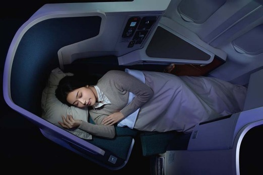 Cathay Pacific business class seat.