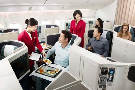 Cathay Pacific business class service.