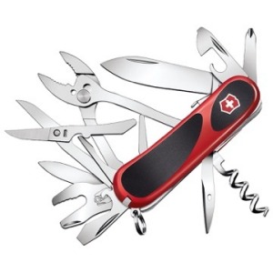 The Victorinox Delemont Evogrip has a can opener, screwdrivers, wire stripper, cutters and crimper, corkscrew and wrench.