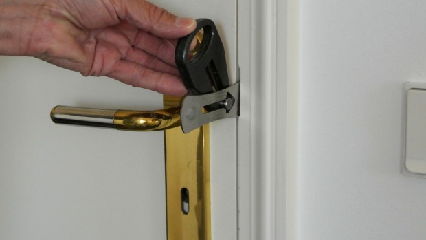 The pocket-size door lock is said to be light as plastic but "super strong" like stainless steel.