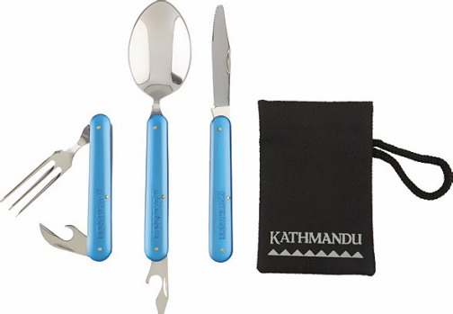 Cutlery set. You can keep your fingers clean, even while roughing it. This foldable three-piece cutlery set comes in a ...