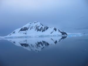 Mountains mirrored in the sea