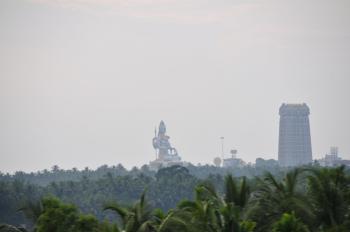 The statue of Lord Shiva (123 feet high) as seen from the train. (Â©MRandin)