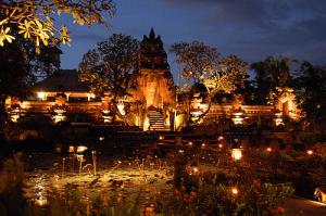 View of the stage and temple from our table at Cafe Lotus