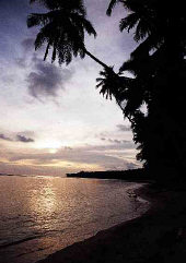 Sunset on the beach in Nias