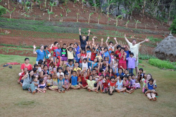 The group of excited campers