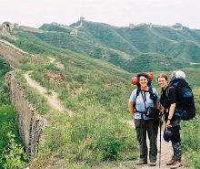 Intrepid wall walkers, Miranda and Iza, at Gubeikhou