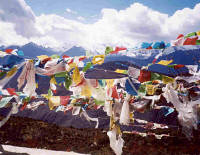 Prayer flags outside Deqen