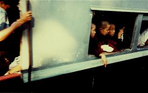 Monks grabbing street food