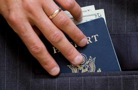 passport pocket hand
