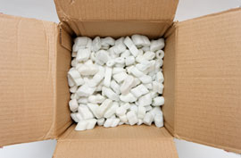 box shipping ship package styrofoam peanuts