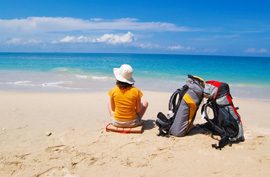 travel backpack beach