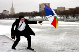 umbrella businessman rain snow bad weather