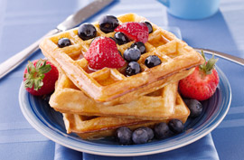 waffles fruit breakfast