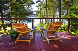 balcony porch chairs lake view