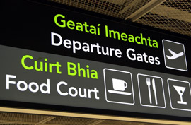 airport food court sign ireland irish gaelic