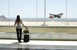 airport plane woman wait terminal air travel