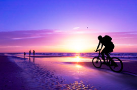 bike beach sunset