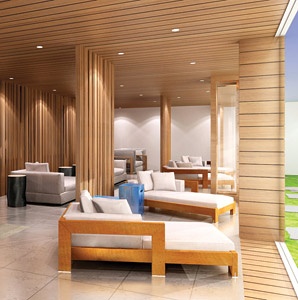 Efora Spa, Hilton, hotel, spa, rendering, transition lounge