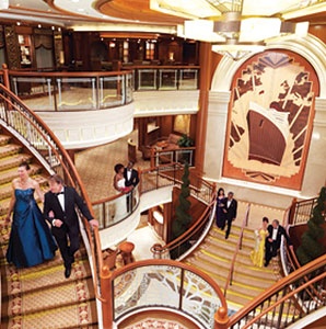 Cunard Line, Queen Elizabeth, cruise, formal night, staircase