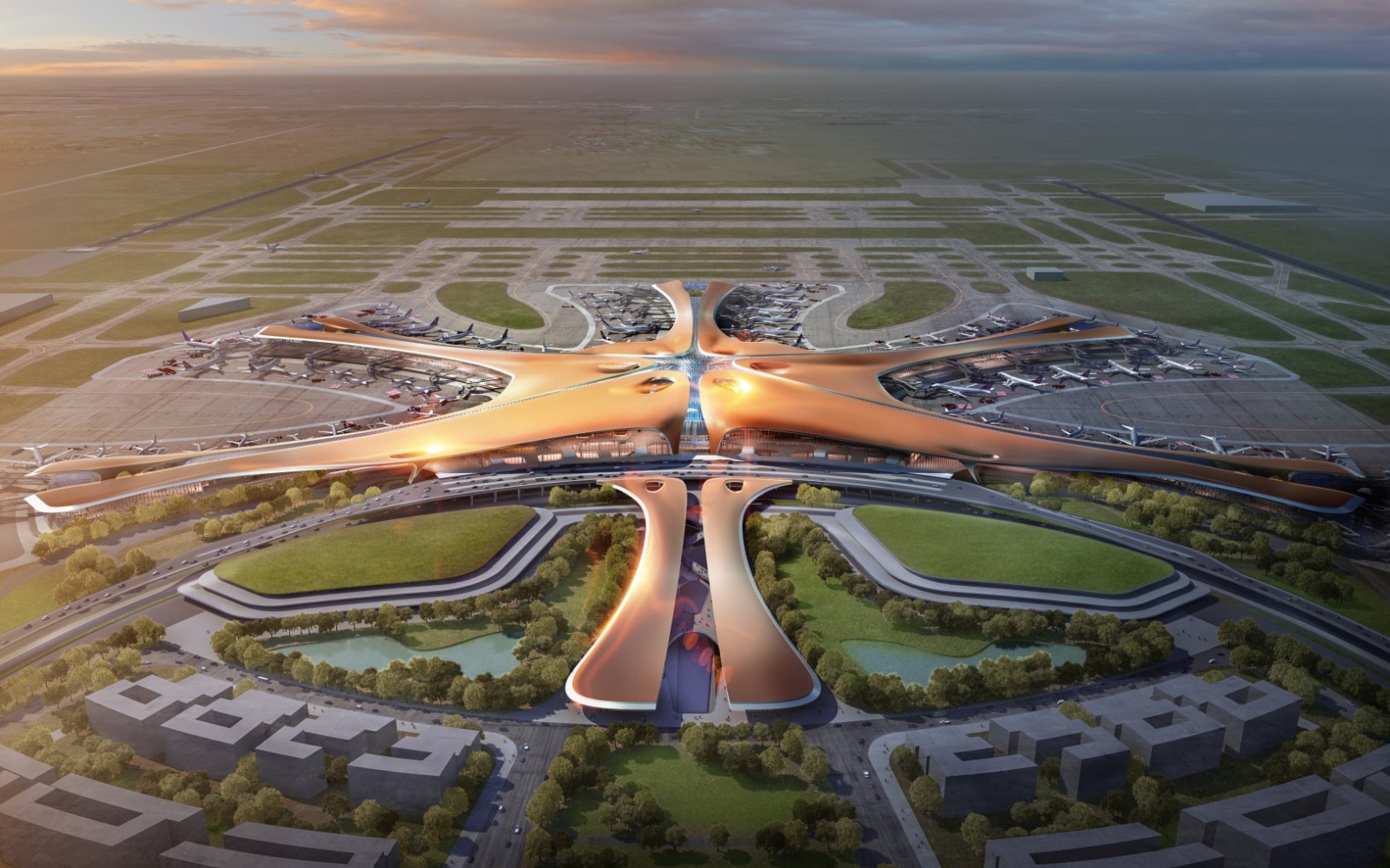 Rendering of the Zaha Hadid designed airport in Beijing