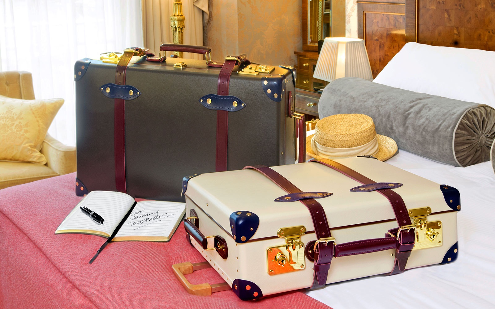 Luggage set from Globe-Trotter's collaboration with The Goring Hotel