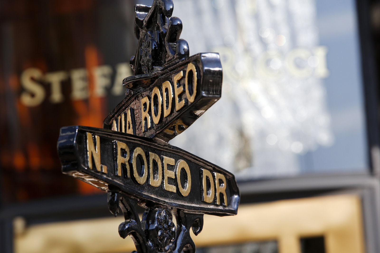 A Rodeo Drive street sign in Beverly Hills, California, 