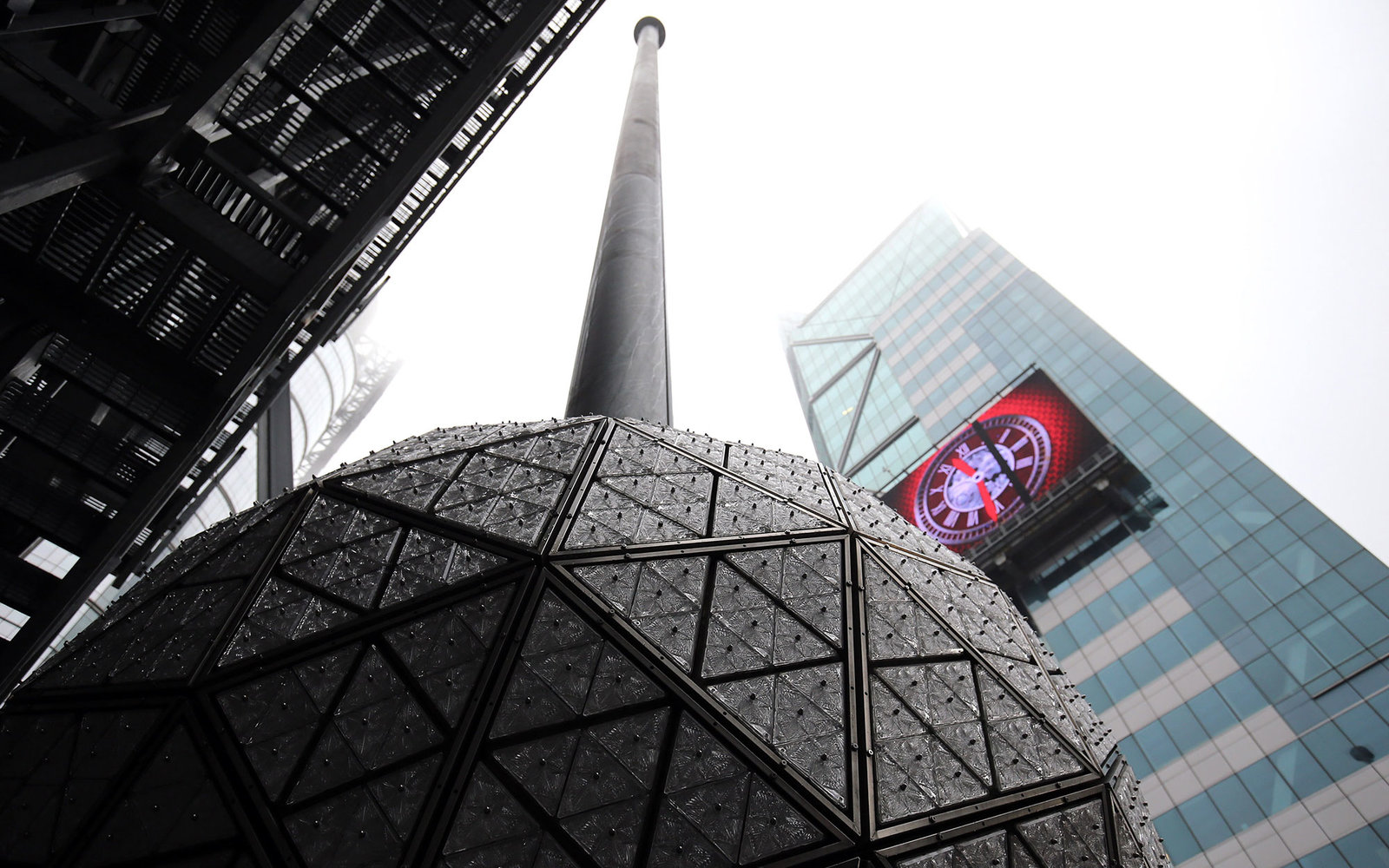 NEW YORK, NY - DECEMBER 27:  A general view of the Times Square New Year's Eve Ball during the installation of 288 new Waterford crystals on the Times Square New Year's Eve Ball at Times Square on December 27, 2015 in New York City.  (Photo by Neilson Bar