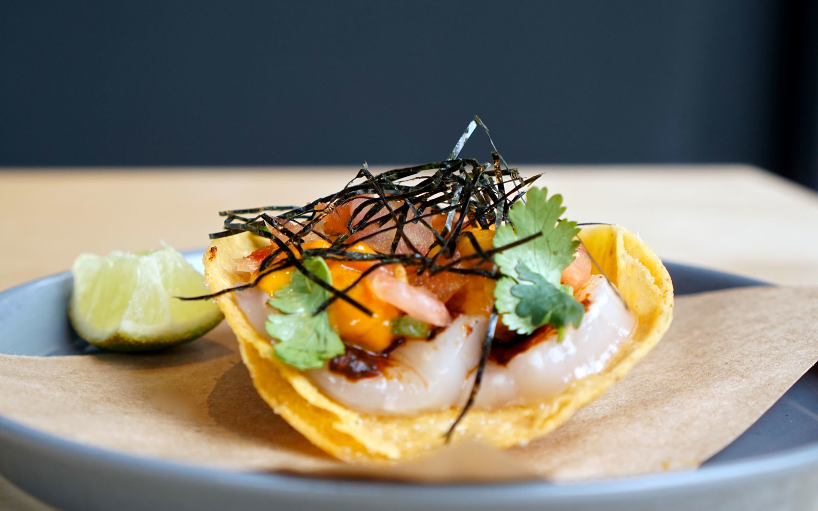 Scallop Uni Tostada at Chino Hong Kong