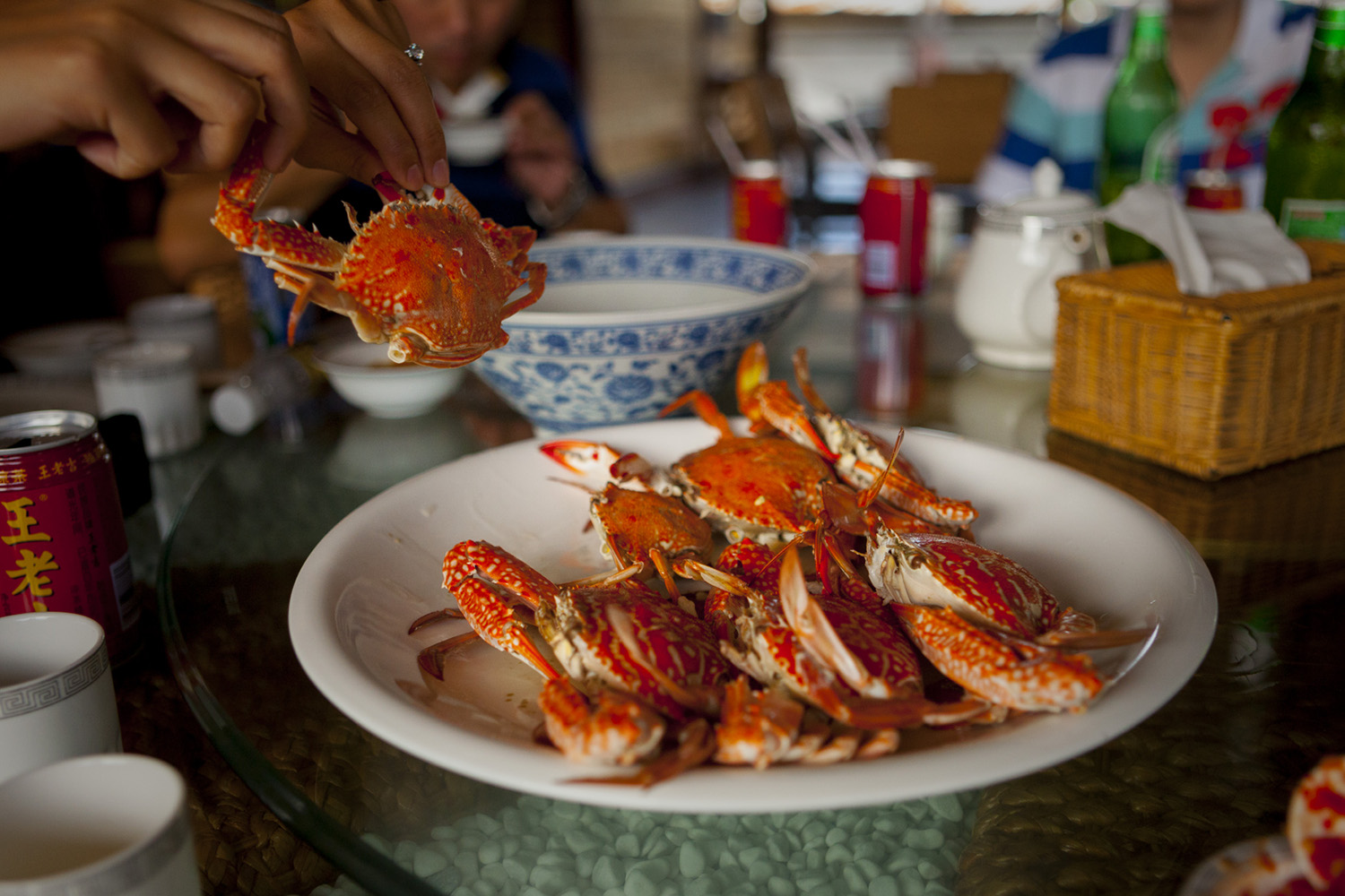 Fresh crabs at Haitang Bay Impression Seafood Restaurant. Image by Dora Whitaker / londoninfopage
