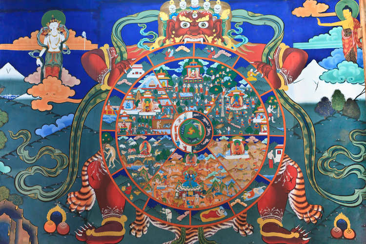 Wheel of life at Taktshang Dzong, Bhutan. Image by Danita Delimont / .
