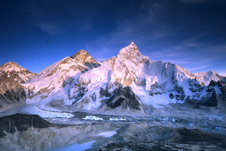 Mount Everest and the Khumbu Glacier in Sagarmatha National Park. Image by Dan Rafla / . 
