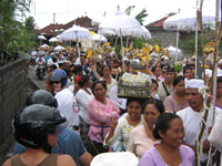 Balinese funeral procession in Kerobokan Bali